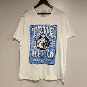 True Religion Buddha Blue Tye Dye Logo T-Shirt